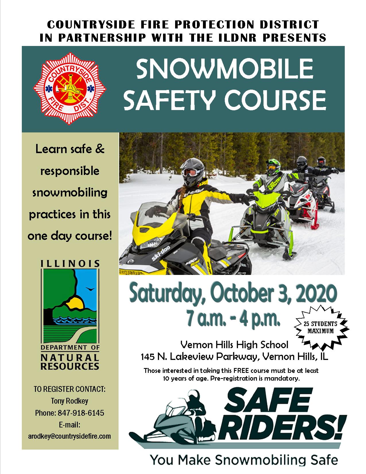 Snowmobiling Safety Course Countryside Fire Protection District